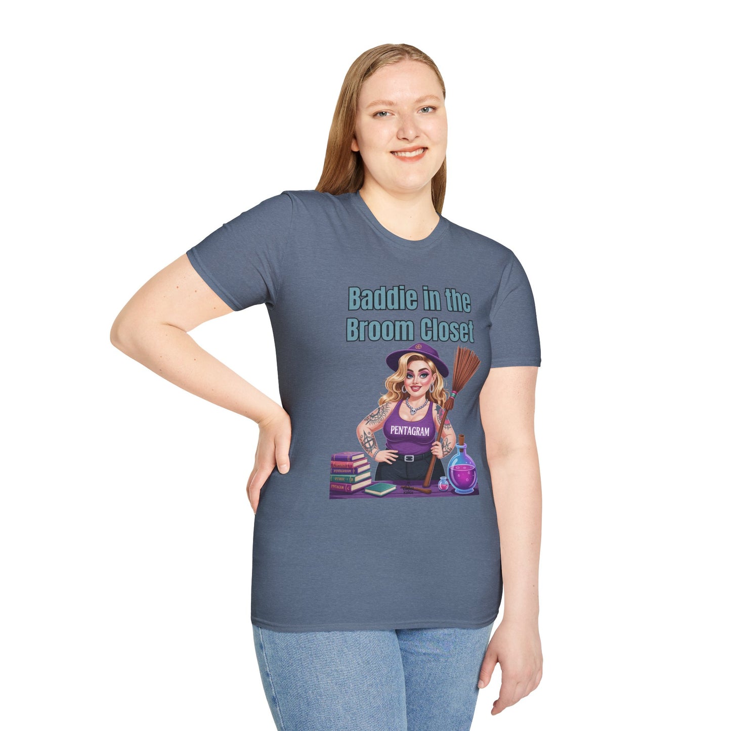 Baddie in the Broom Closet T-Shirt, Funny Witch Tee, Halloween Apparel, Gift for Witches, Unisex Graphic Tee