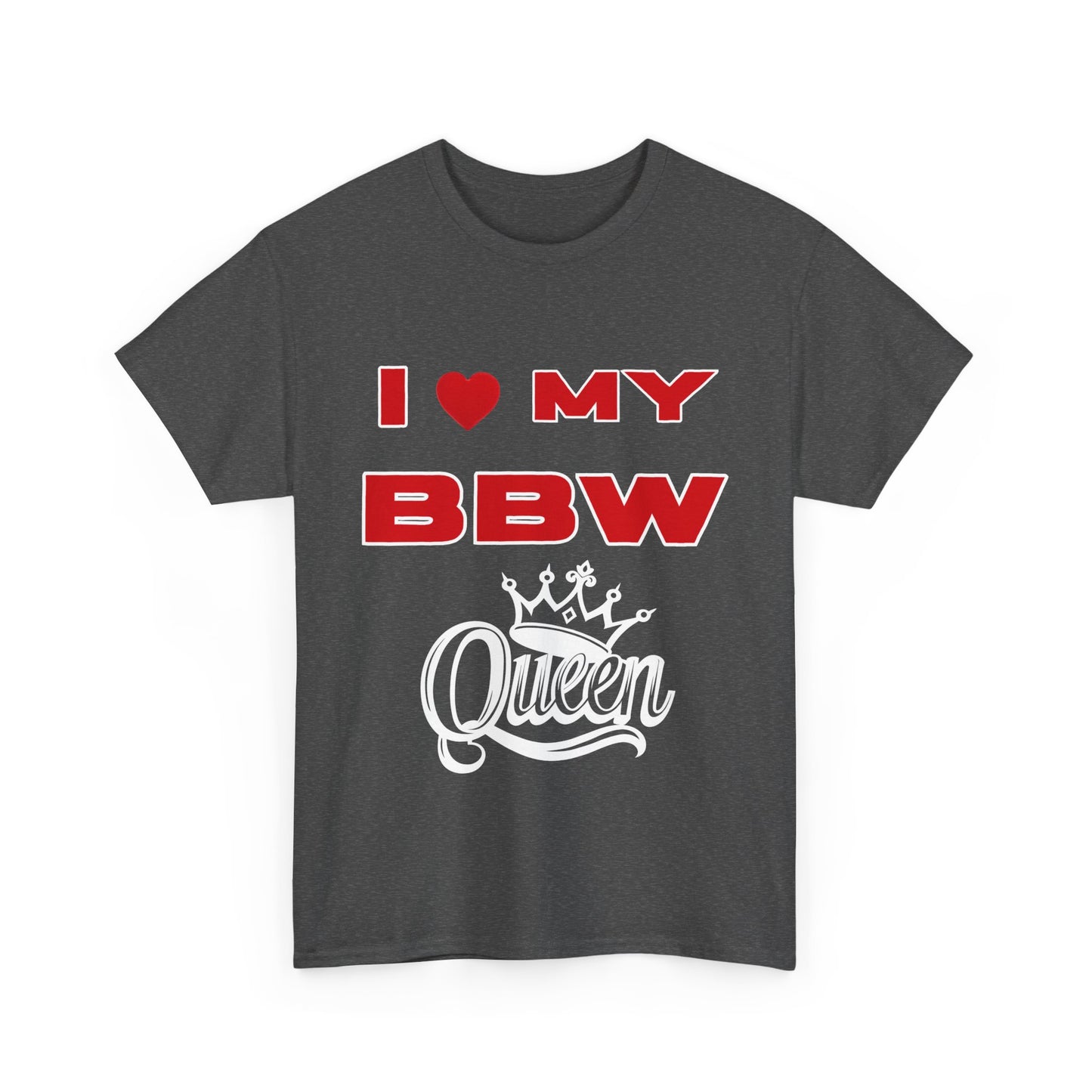Unisex Heavy Cotton Tee - I My BBW Queen, Plus-Size Pride Shirt, Gift for Her, Casual Wear, Comfortable Tees, Body Positivity Apparel