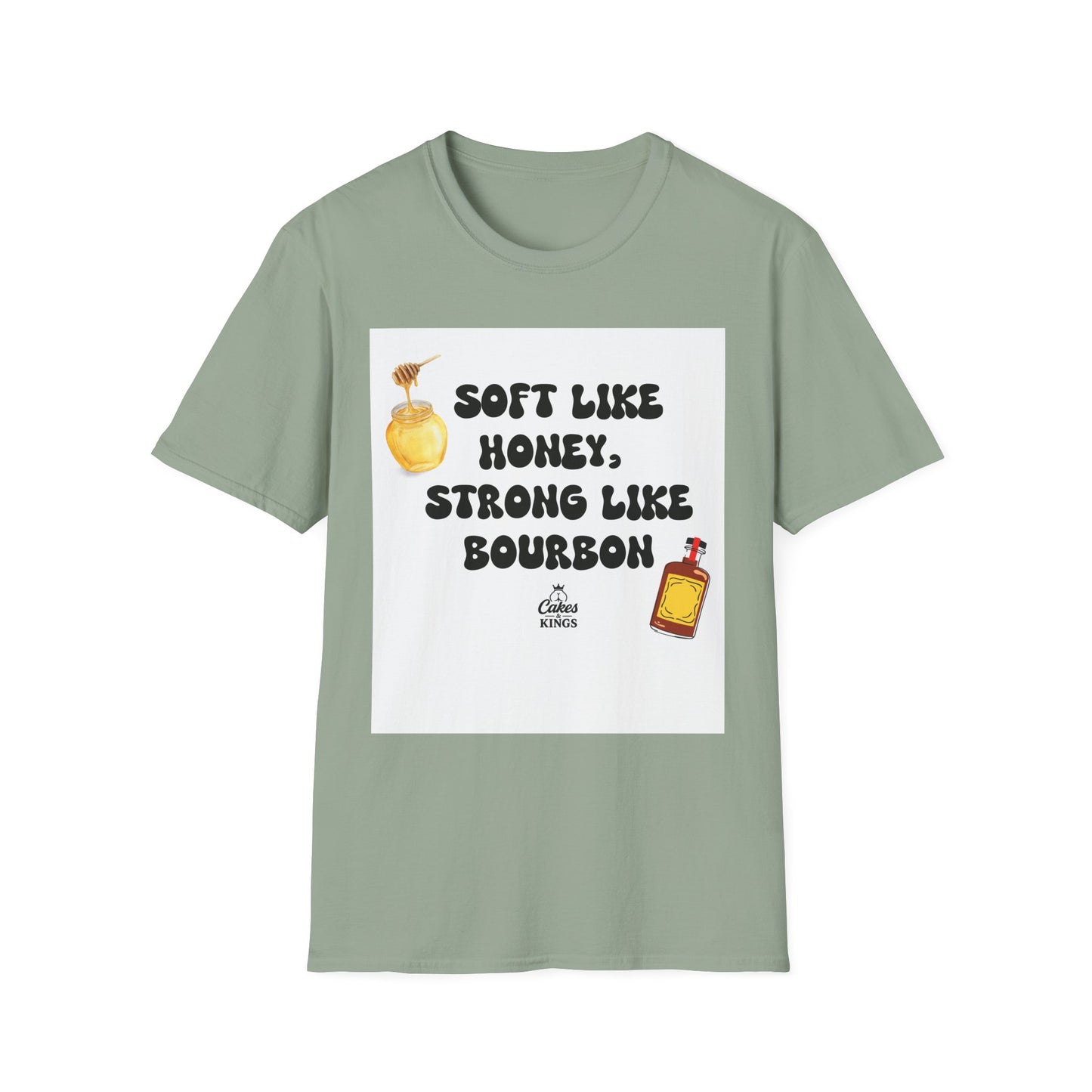 Soft Like Honey, Strong Like Bourbon Unisex T-Shirt, Funny Gift, Casual Wear, Bourbon Lover Tee, Birthday Gift, Unisex Graphic Tee