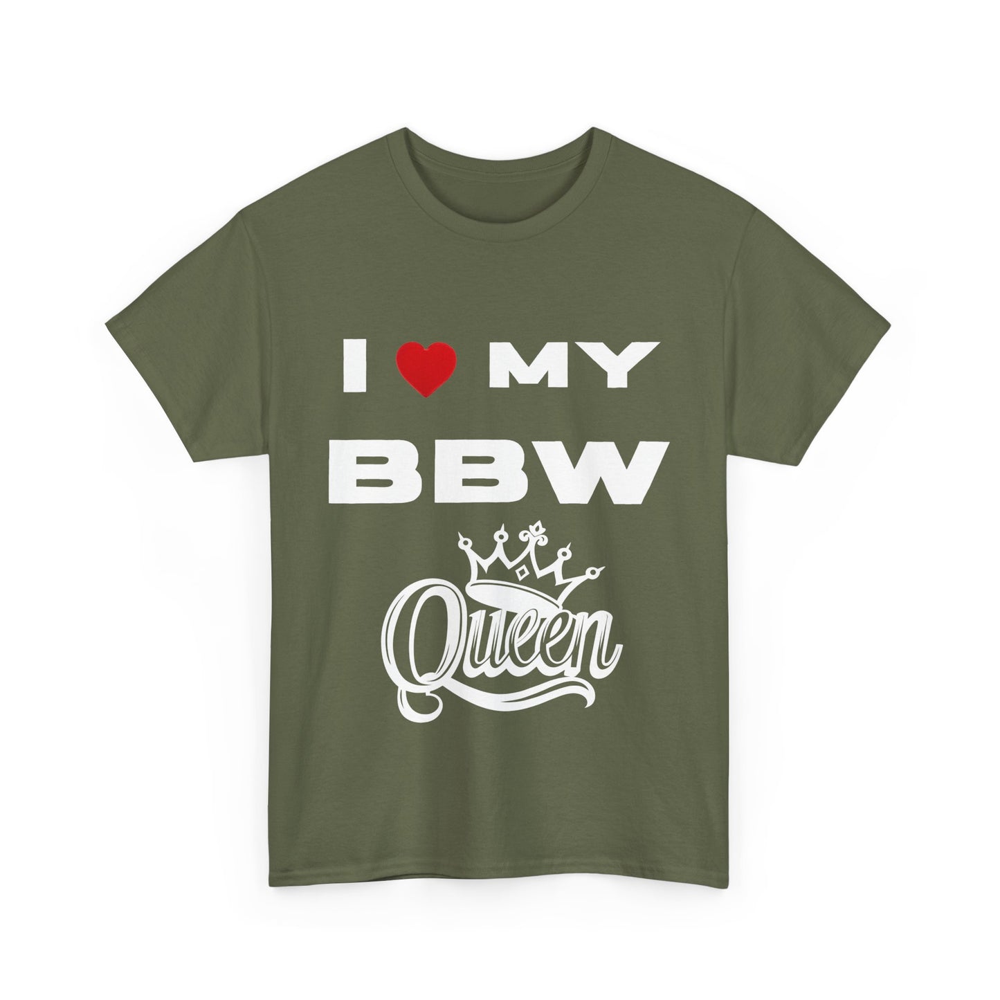 I Love My BBW Queen Unisex Heavy Cotton Tee | Plus Size Apparel, Gift for Her, Birthday Shirt, Casual Wear, Body Positivity Tee