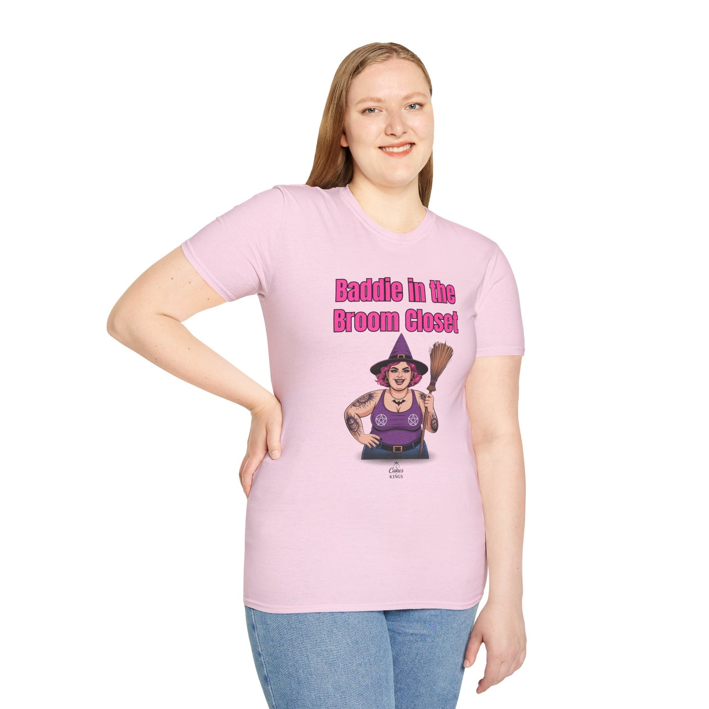Baddie in the Broom Closet T-Shirt, Funny Graphic Tee, LGBTQ+ Pride Shirt, Witchy Costume Top, Gift for Friends