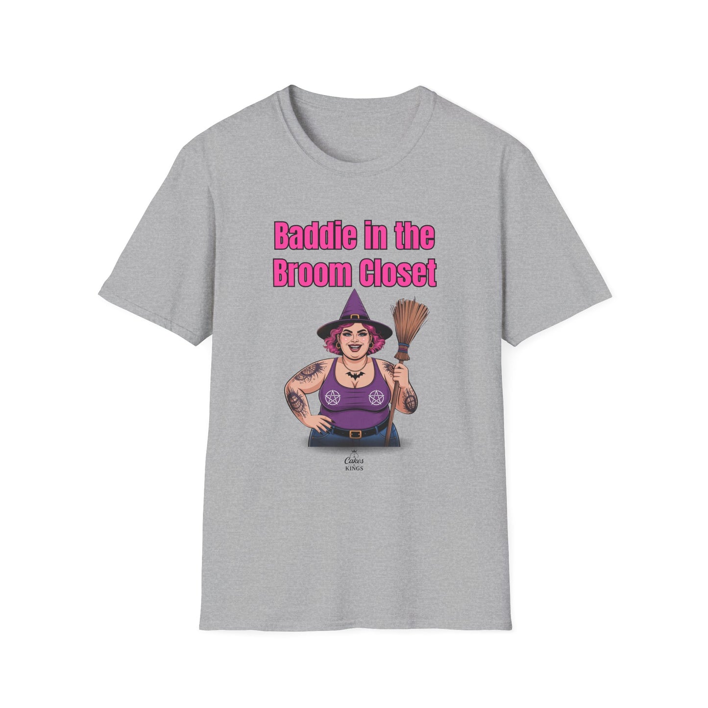 Baddie in the Broom Closet T-Shirt, Funny Graphic Tee, LGBTQ+ Pride Shirt, Witchy Costume Top, Gift for Friends