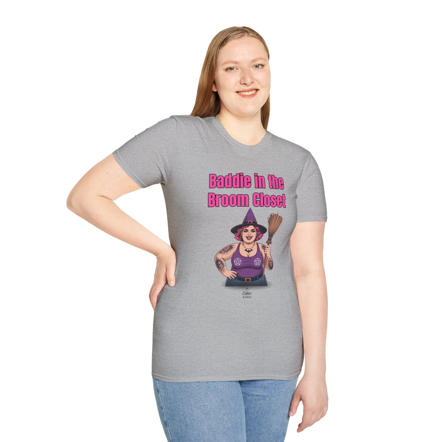 Baddie in the Broom Closet T-Shirt, Funny Graphic Tee, LGBTQ+ Pride Shirt, Witchy Costume Top, Gift for Friends