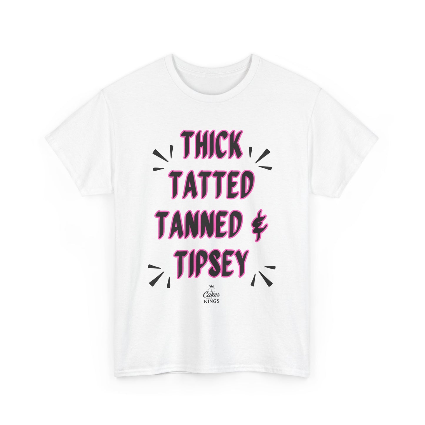 Unisex Graphic Tee: Thick Tatted Tanned & Tipsy, Casual Summer Shirt, BBW, BBW Lover, Curvy Women Tee