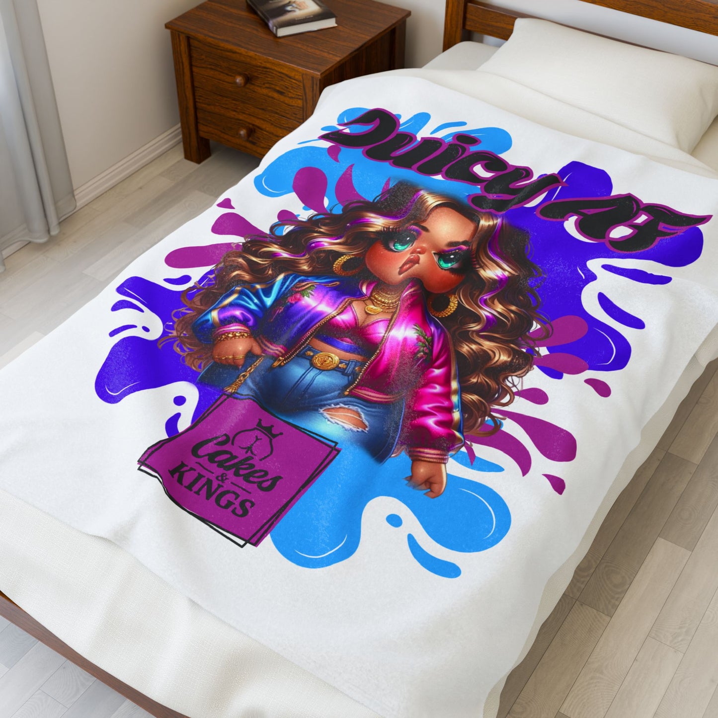Juicy AF Velveteen Plush Blanket - Cozy Throw for Girls, Trendy Home Decor, Birthday Gift, Lounge Essentials, Statement Piece