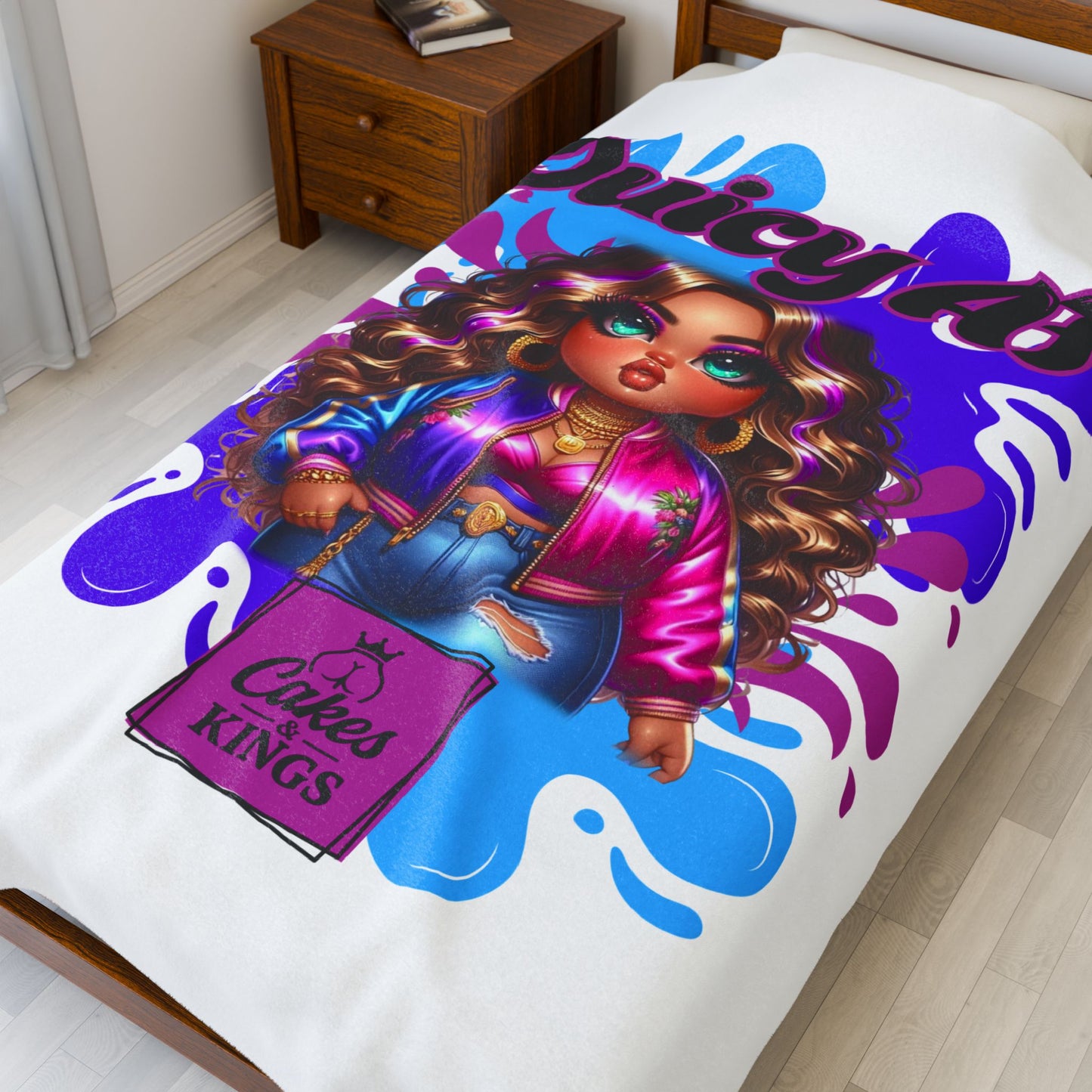 Juicy AF Velveteen Plush Blanket, Cozy Throw Blanket, Gifts for Her, Soft Blanket, Bedroom Decor, Birthday Gift, Home Comforts