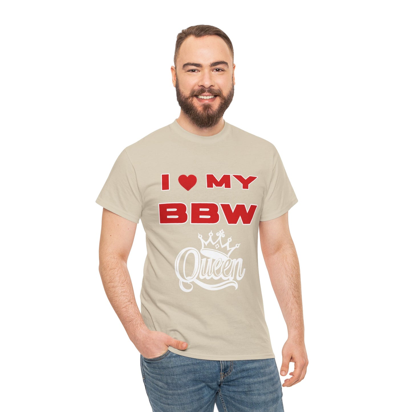 Unisex Heavy Cotton Tee - I My BBW Queen, Plus-Size Pride Shirt, Gift for Her, Casual Wear, Comfortable Tees, Body Positivity Apparel
