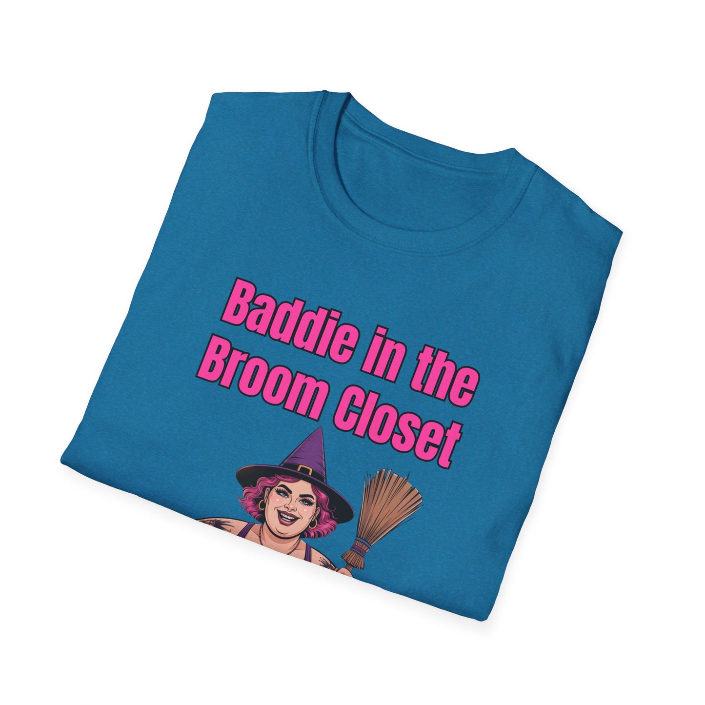 Baddie in the Broom Closet T-Shirt, Funny Graphic Tee, LGBTQ+ Pride Shirt, Witchy Costume Top, Gift for Friends