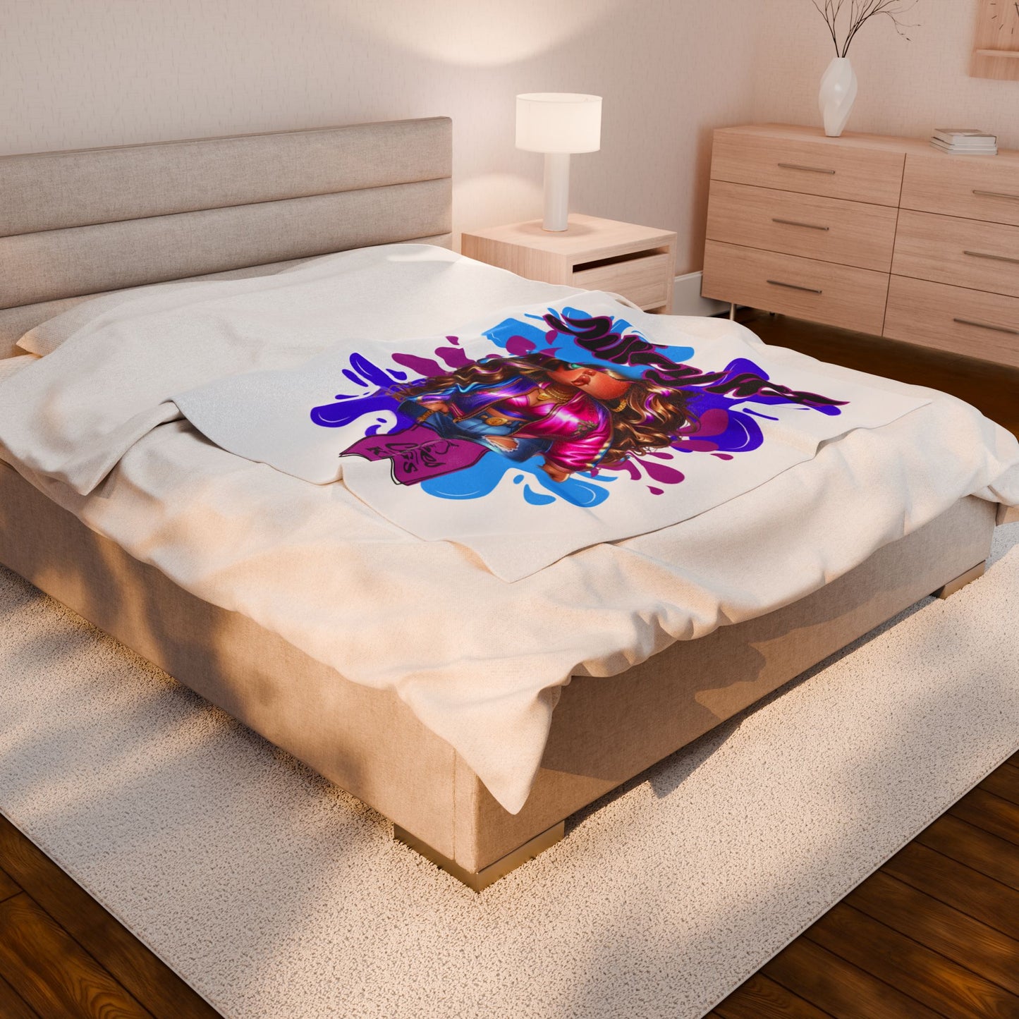 Juicy AF Velveteen Plush Blanket, Cozy Throw Blanket, Gifts for Her, Soft Blanket, Bedroom Decor, Birthday Gift, Home Comforts