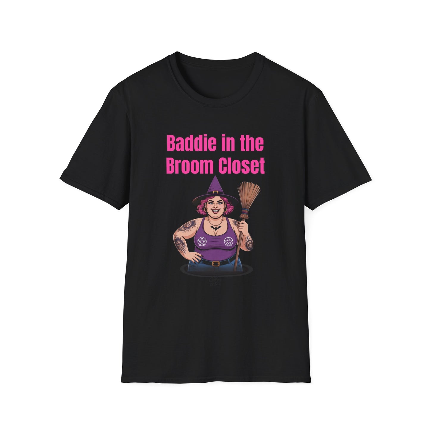 Baddie in the Broom Closet T-Shirt, Funny Graphic Tee, LGBTQ+ Pride Shirt, Witchy Costume Top, Gift for Friends