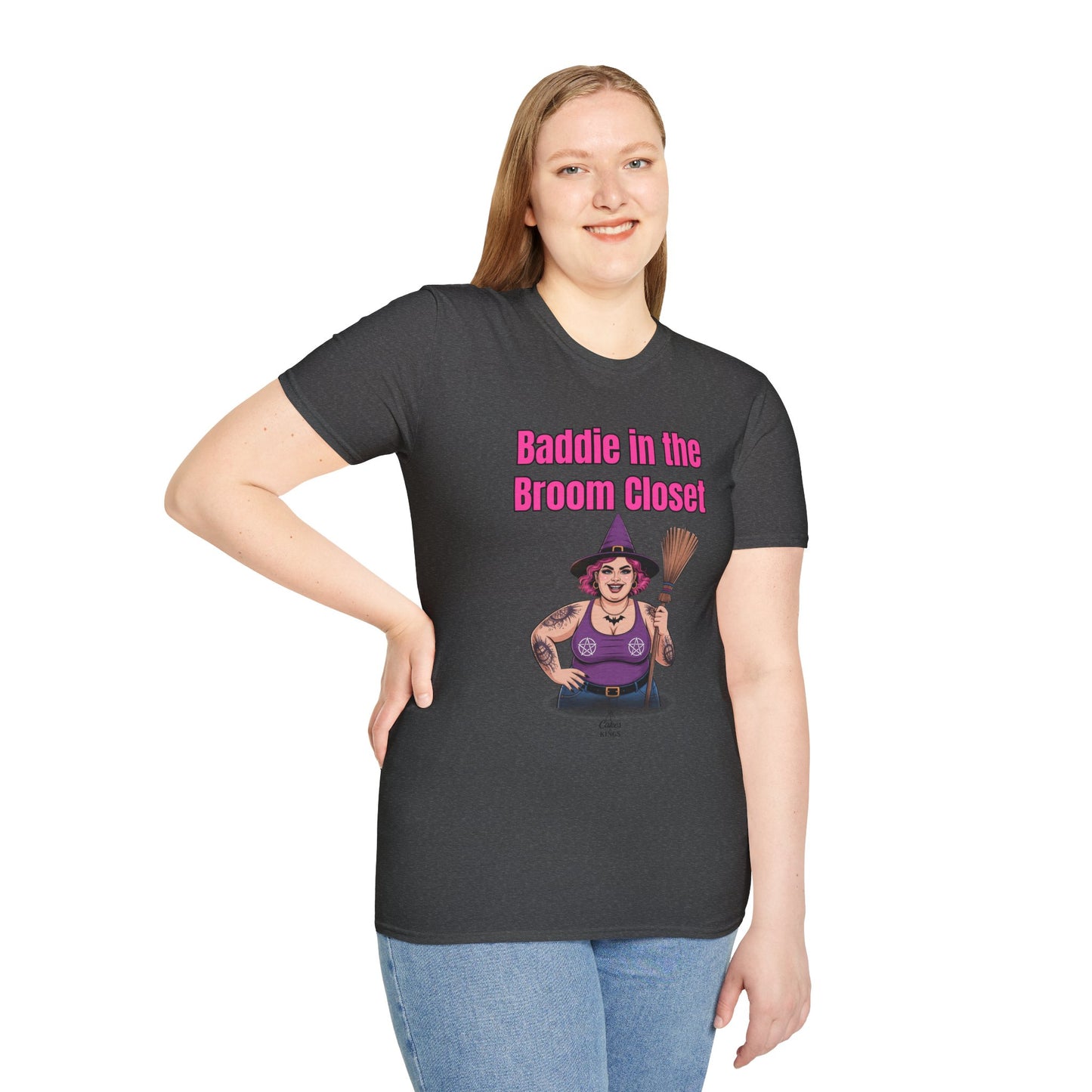 Baddie in the Broom Closet T-Shirt, Funny Graphic Tee, LGBTQ+ Pride Shirt, Witchy Costume Top, Gift for Friends