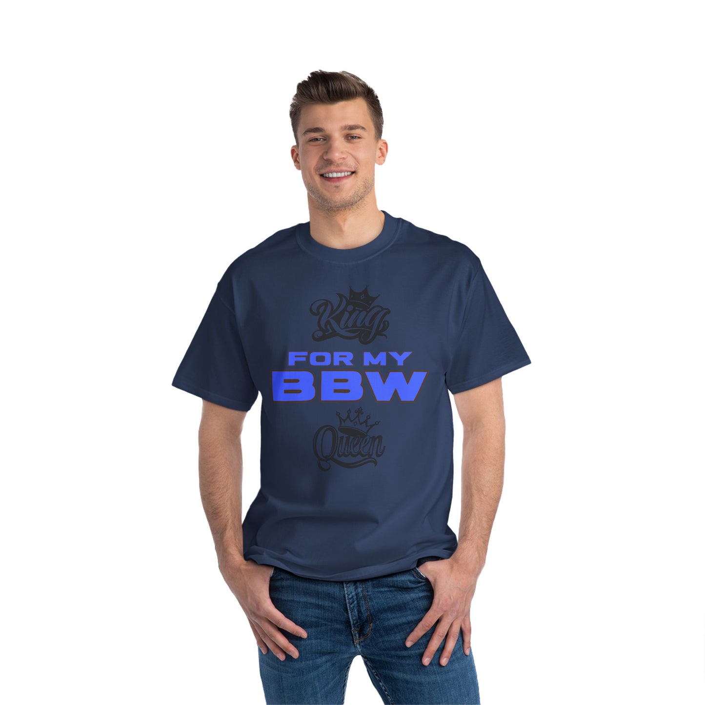King for My BBW Short-Sleeve T-Shirt, Perfect Gift for Him, Plus-Size Lover Tee, Anniversary Present, Couple's Matching Outfits