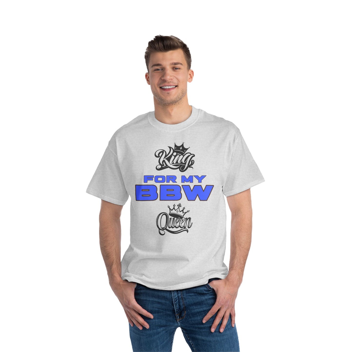 King for My BBW Short-Sleeve T-Shirt, Perfect Gift for Him, Plus-Size Lover Tee, Anniversary Present, Couple's Matching Outfits