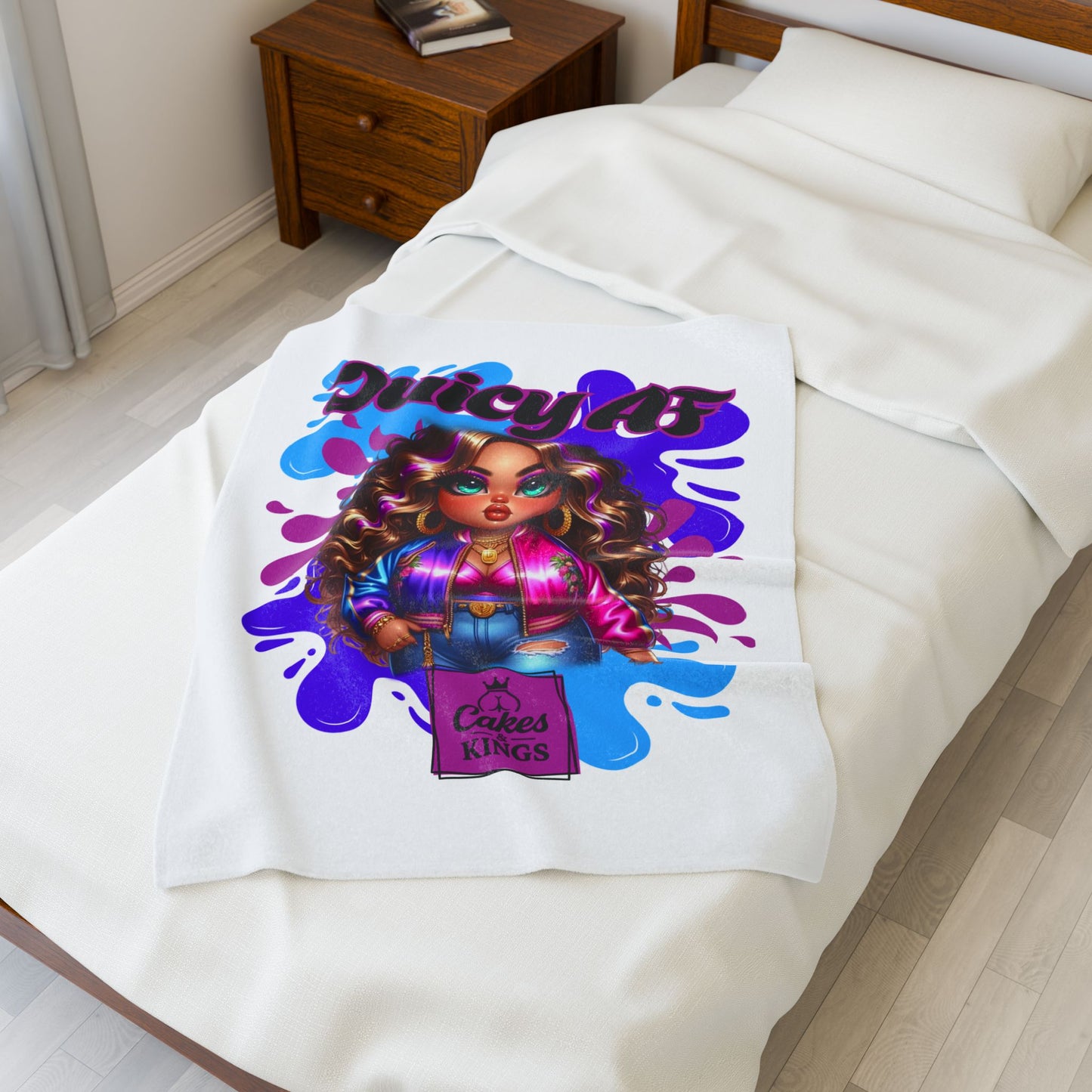 Juicy AF Velveteen Plush Blanket, Cozy Throw Blanket, Gifts for Her, Soft Blanket, Bedroom Decor, Birthday Gift, Home Comforts