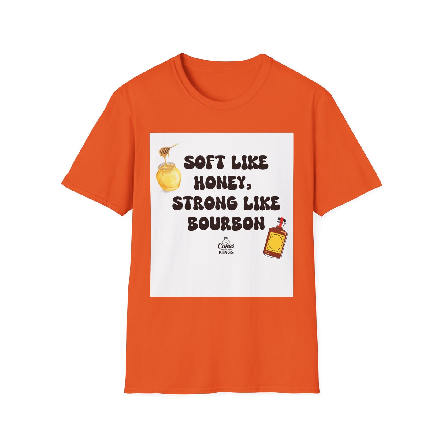 Soft Like Honey, Strong Like Bourbon Unisex T-Shirt, Funny Gift, Casual Wear, Bourbon Lover Tee, Birthday Gift, Unisex Graphic Tee