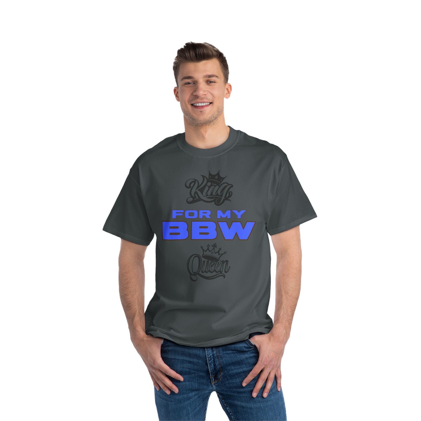 King for My BBW Short-Sleeve T-Shirt, Perfect Gift for Him, Plus-Size Lover Tee, Anniversary Present, Couple's Matching Outfits