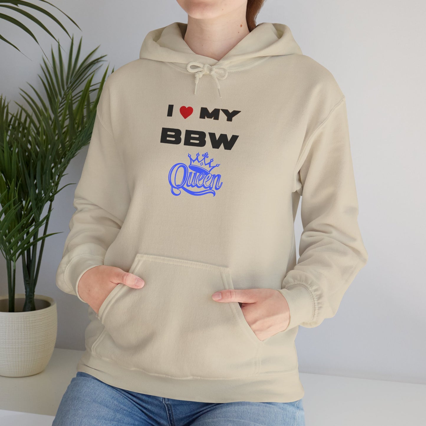I Love My BBW Queen Hoodie, Cozy Sweatshirt for Plus-Size Pride, Gift for Her, Casual Wear, Women’s Fashion