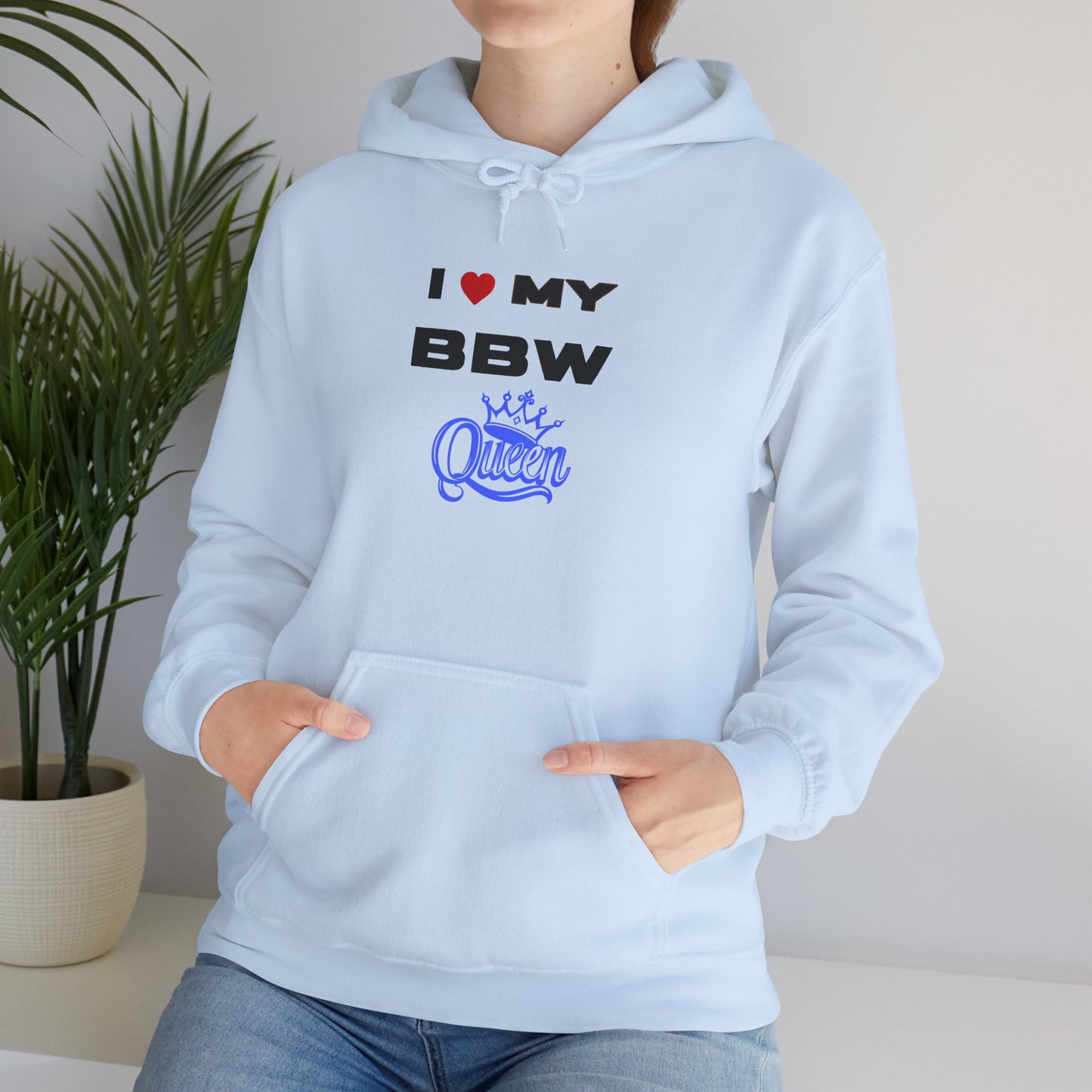 I Love My BBW Queen Hoodie, Cozy Sweatshirt for Plus-Size Pride, Gift for Her, Casual Wear, Women’s Fashion