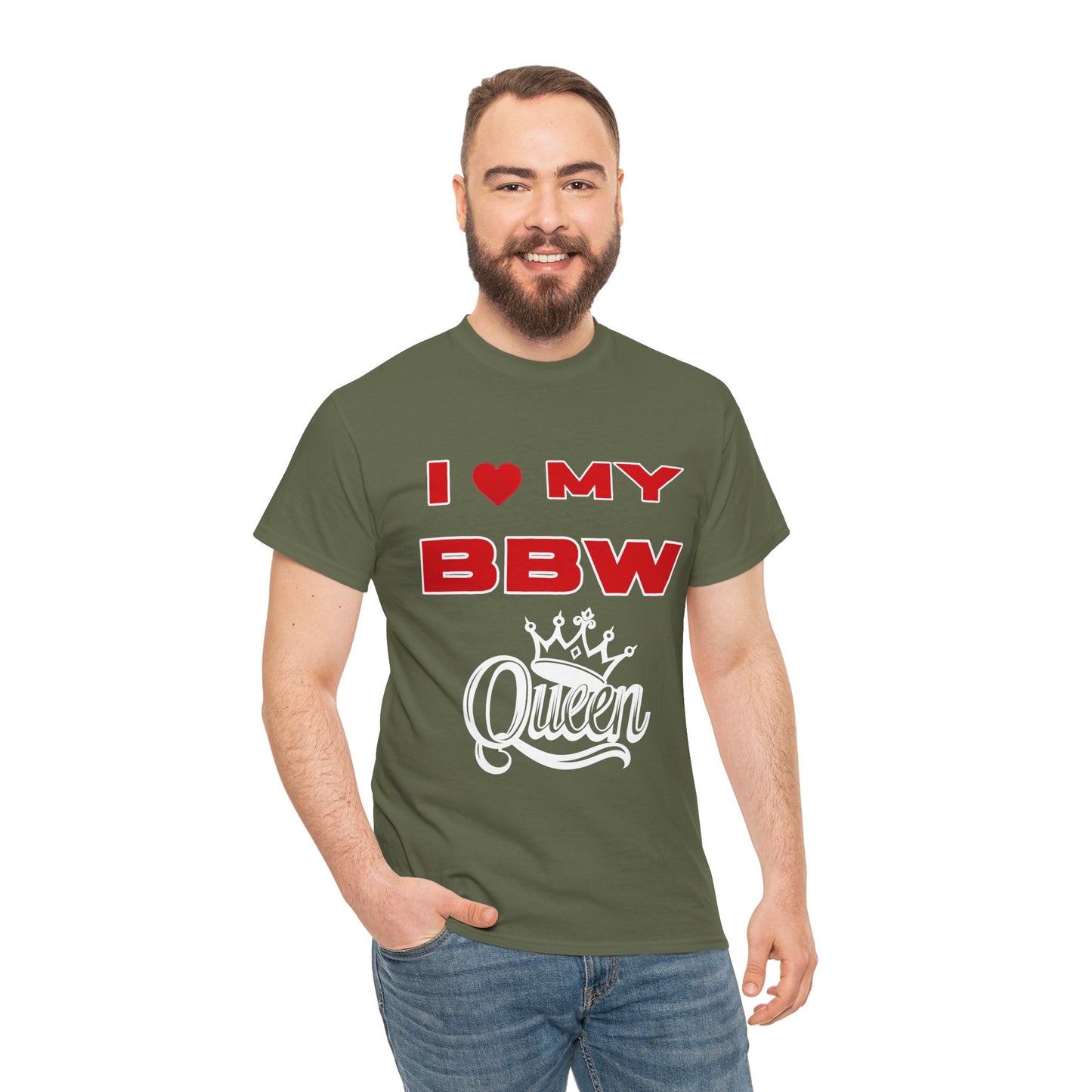 Unisex Heavy Cotton Tee - I My BBW Queen, Plus-Size Pride Shirt, Gift for Her, Casual Wear, Comfortable Tees, Body Positivity Apparel