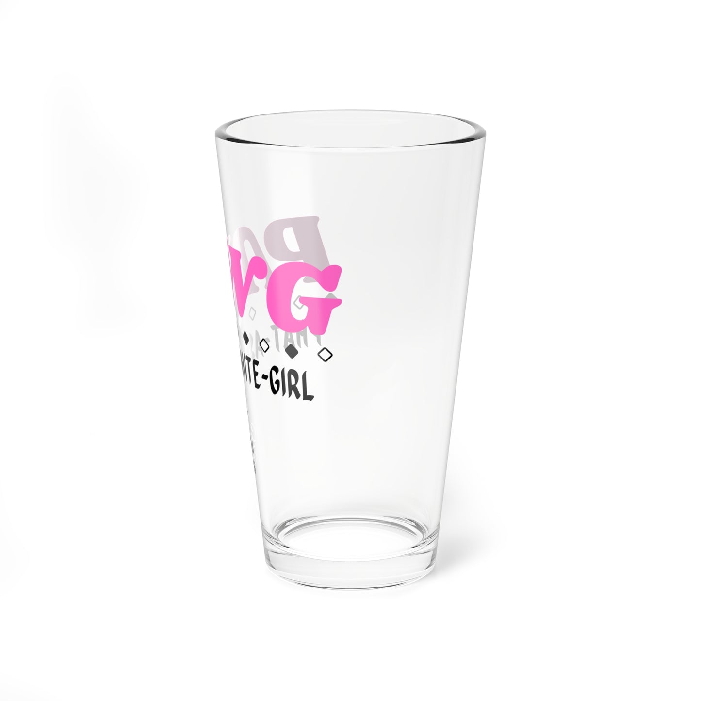 PAWG - Phatt Ass White Girl - Funny Mixing Glass, 16oz Drinking Glass, Gift for Friends, Pink Pawg Design