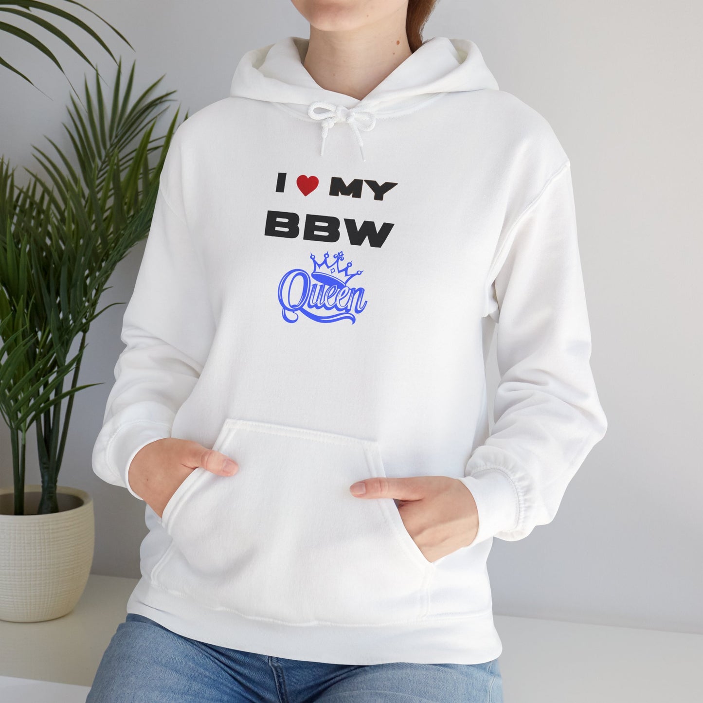 I Love My BBW Queen Hoodie, Cozy Sweatshirt for Plus-Size Pride, Gift for Her, Casual Wear, Women’s Fashion