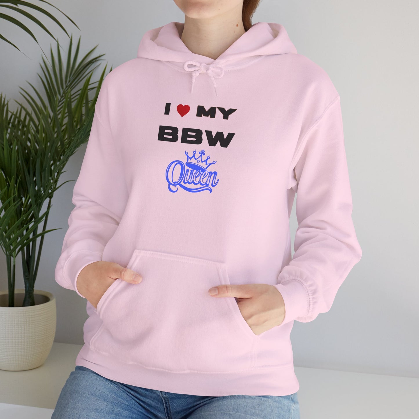 I Love My BBW Queen Hoodie, Cozy Sweatshirt for Plus-Size Pride, Gift for Her, Casual Wear, Women’s Fashion