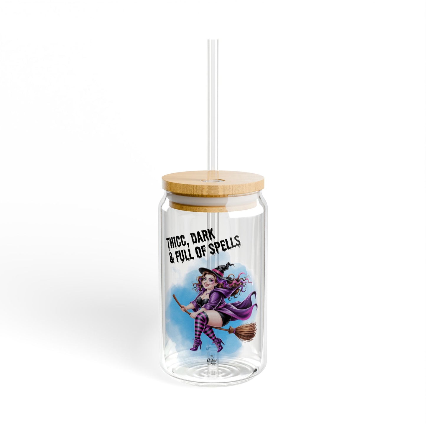 Sipper Glass with Straws | Witchy Drinkware for Halloween, Perfect for Beverages, Gifts for Witches, Unique Kitchen Decor, BBW