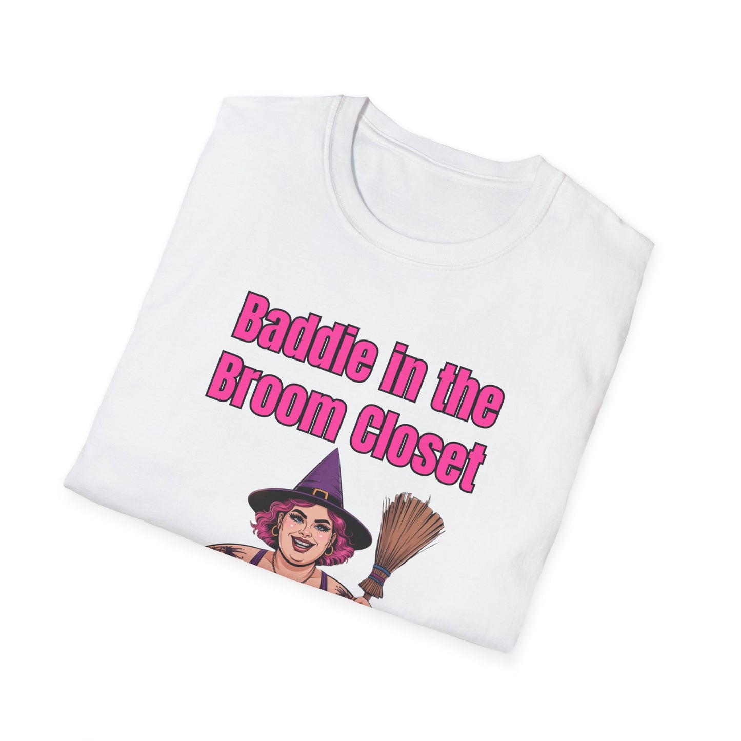 Baddie in the Broom Closet T-Shirt, Funny Graphic Tee, LGBTQ+ Pride Shirt, Witchy Costume Top, Gift for Friends