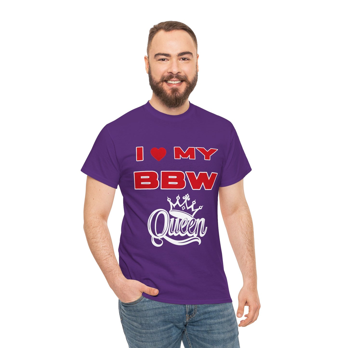 Unisex Heavy Cotton Tee - I My BBW Queen, Plus-Size Pride Shirt, Gift for Her, Casual Wear, Comfortable Tees, Body Positivity Apparel