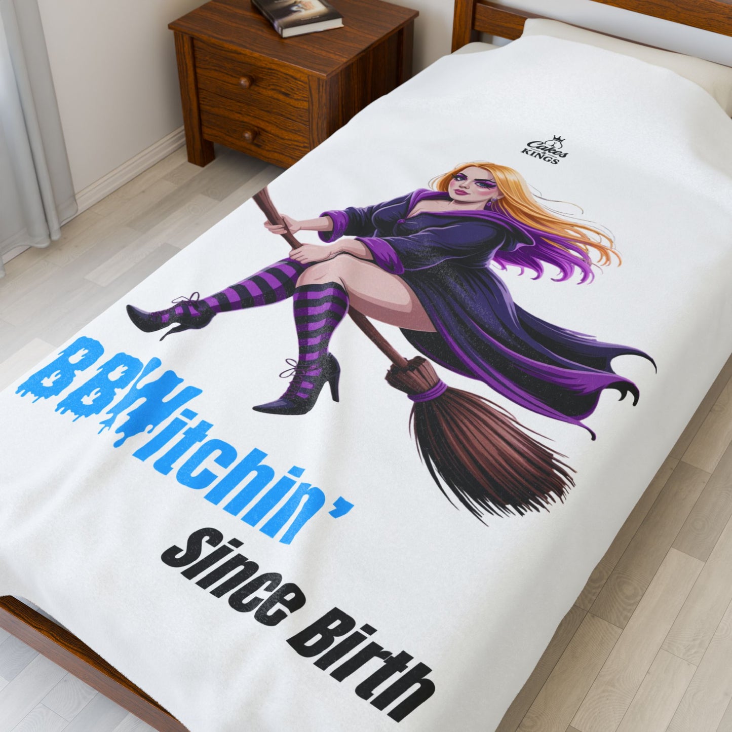 BB(W)itchin' Velveteen Plush Blanket | Cozy Halloween Decor, Witch Gifts, Soft Blanket, Fall Home Throw, Birthday Present, BBW