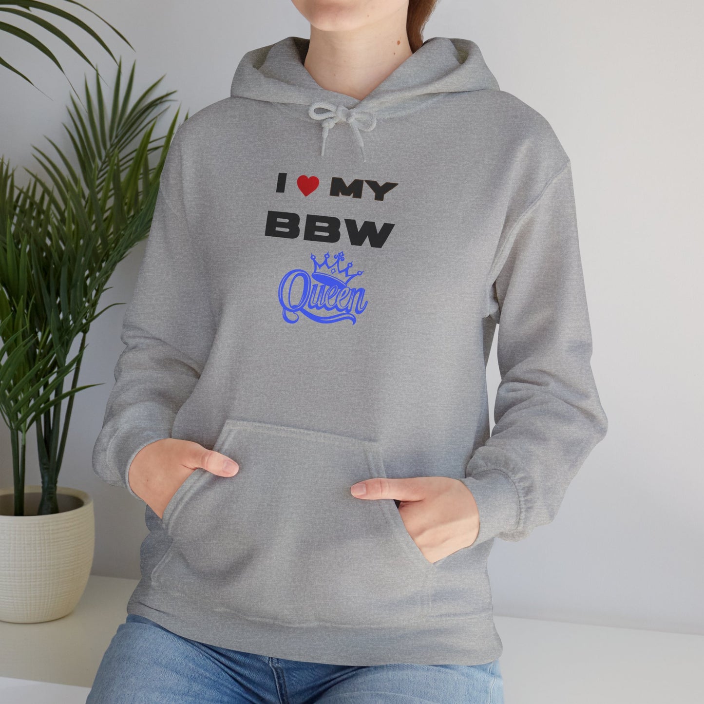 I Love My BBW Queen Hoodie, Cozy Sweatshirt for Plus-Size Pride, Gift for Her, Casual Wear, Women’s Fashion