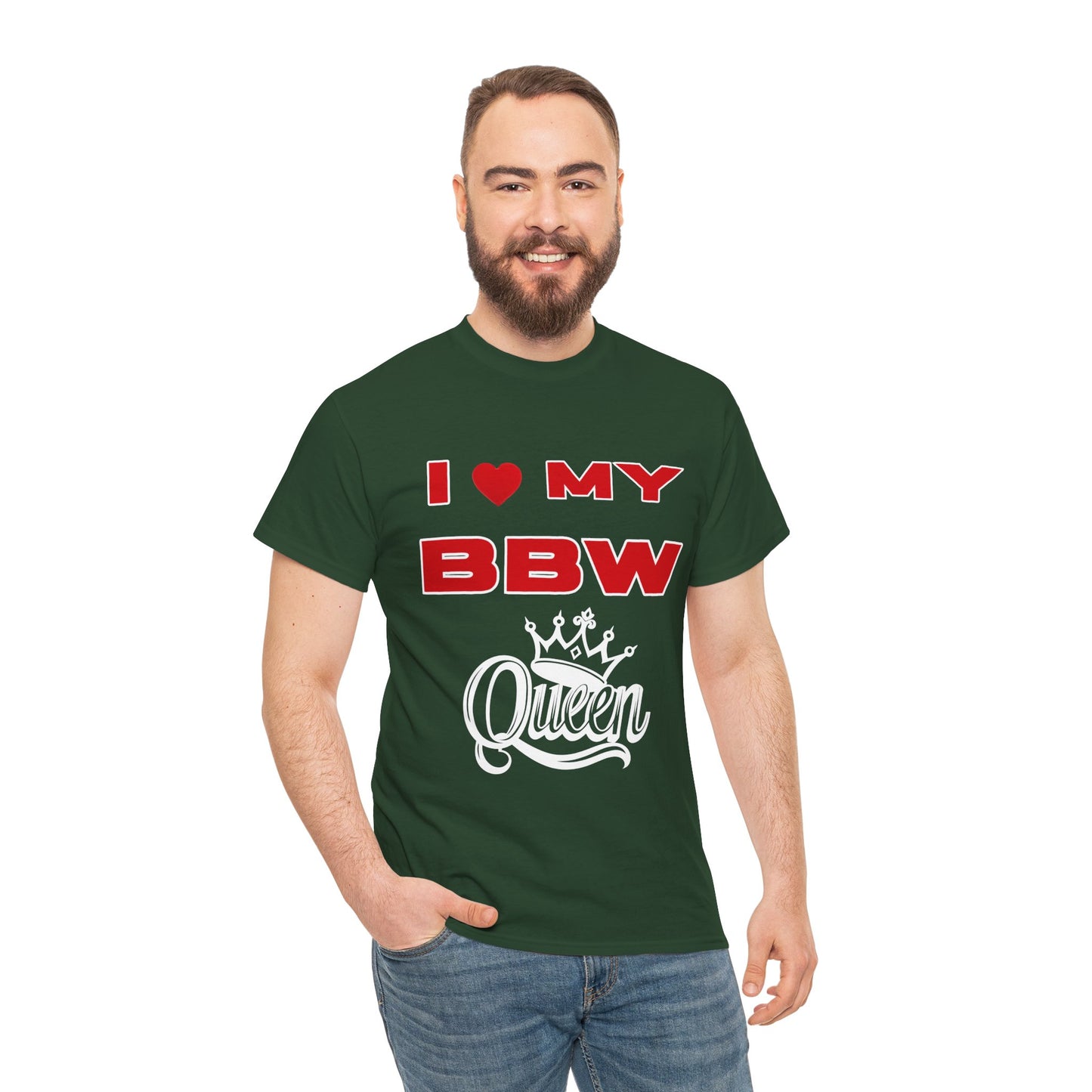 Unisex Heavy Cotton Tee - I My BBW Queen, Plus-Size Pride Shirt, Gift for Her, Casual Wear, Comfortable Tees, Body Positivity Apparel