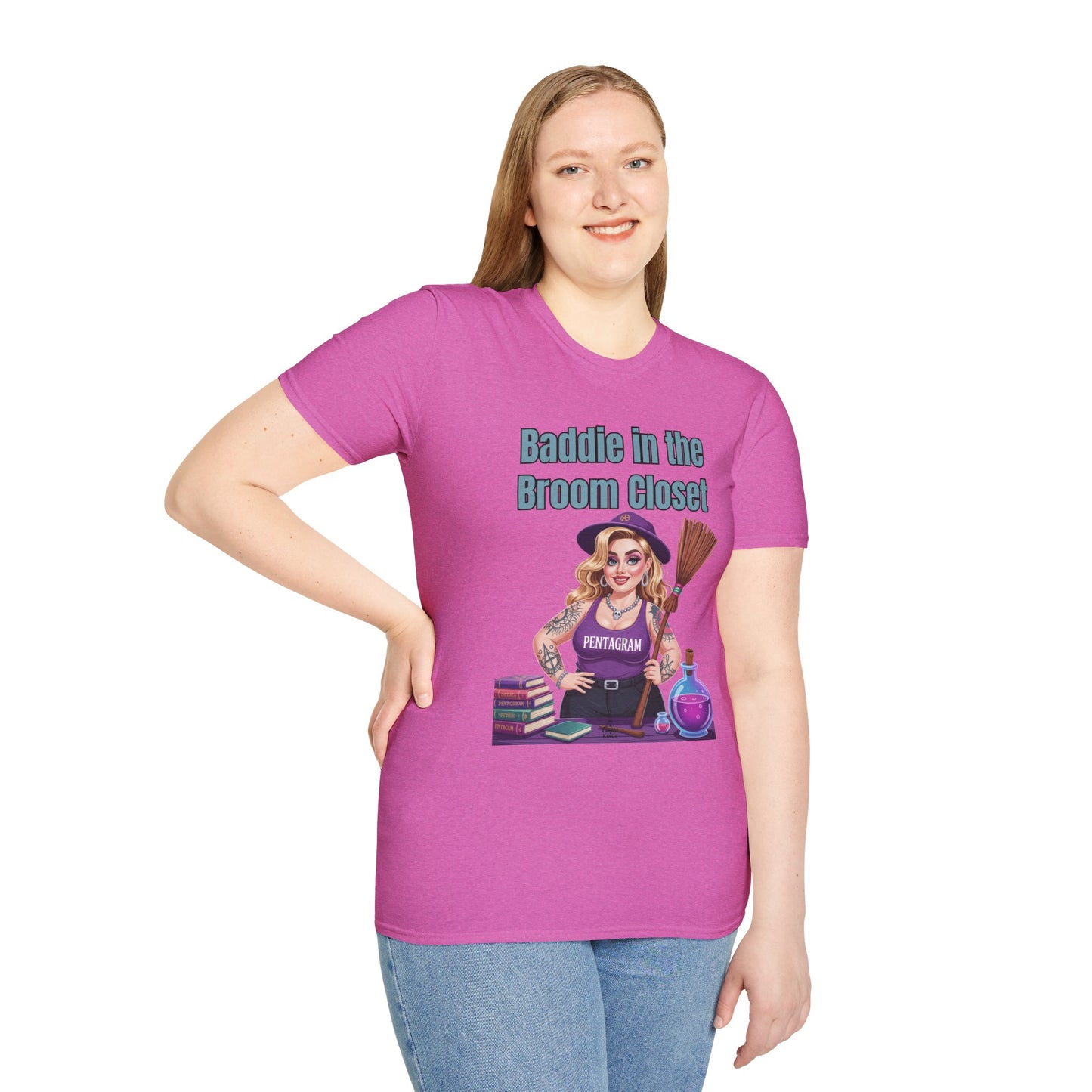 Baddie in the Broom Closet T-Shirt, Funny Witch Tee, Halloween Apparel, Gift for Witches, Unisex Graphic Tee