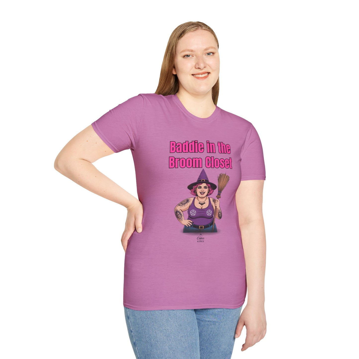 Baddie in the Broom Closet T-Shirt, Funny Graphic Tee, LGBTQ+ Pride Shirt, Witchy Costume Top, Gift for Friends