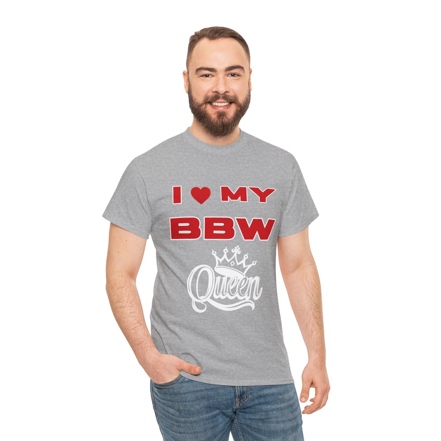 Unisex Heavy Cotton Tee - I My BBW Queen, Plus-Size Pride Shirt, Gift for Her, Casual Wear, Comfortable Tees, Body Positivity Apparel