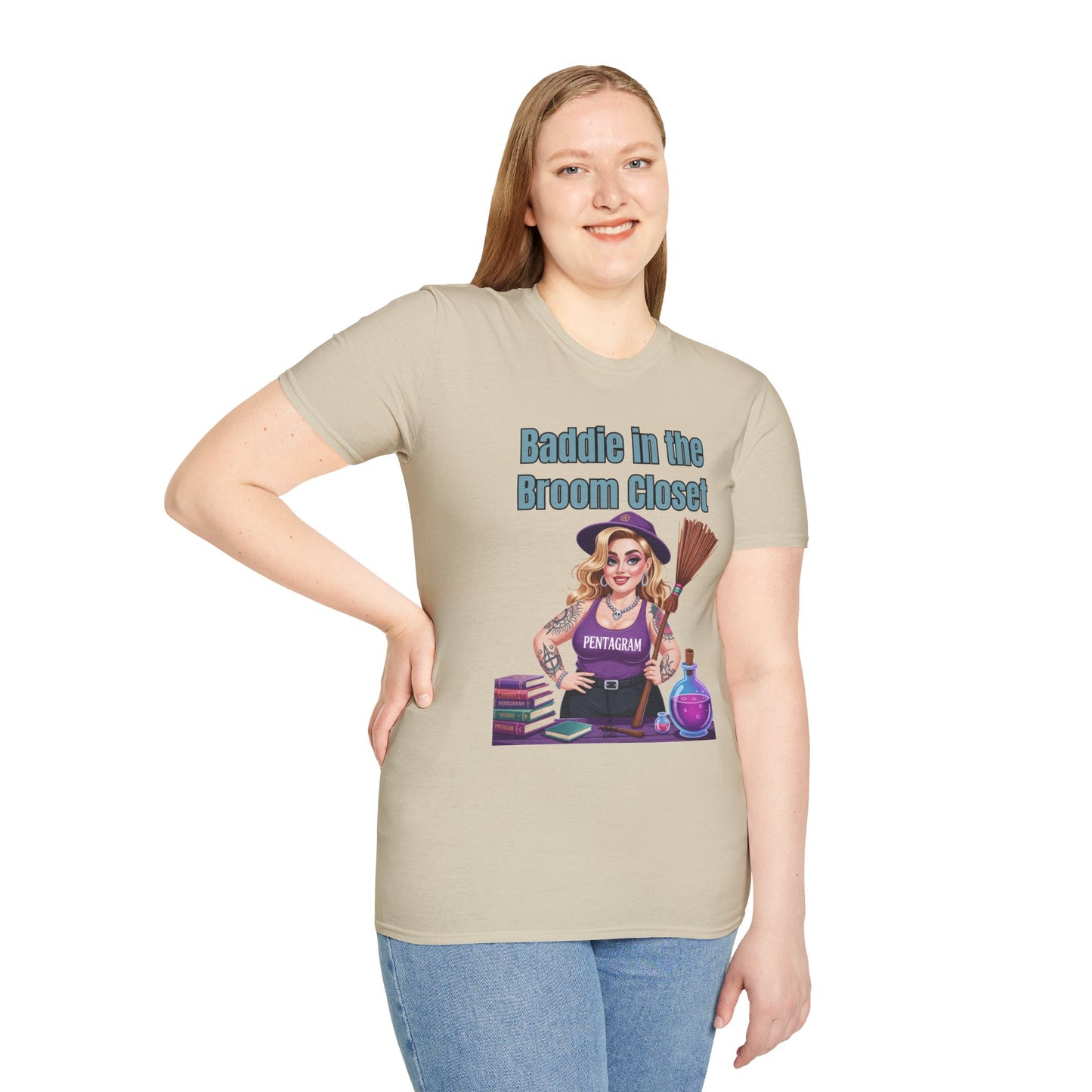 Baddie in the Broom Closet T-Shirt, Funny Witch Tee, Halloween Apparel, Gift for Witches, Unisex Graphic Tee