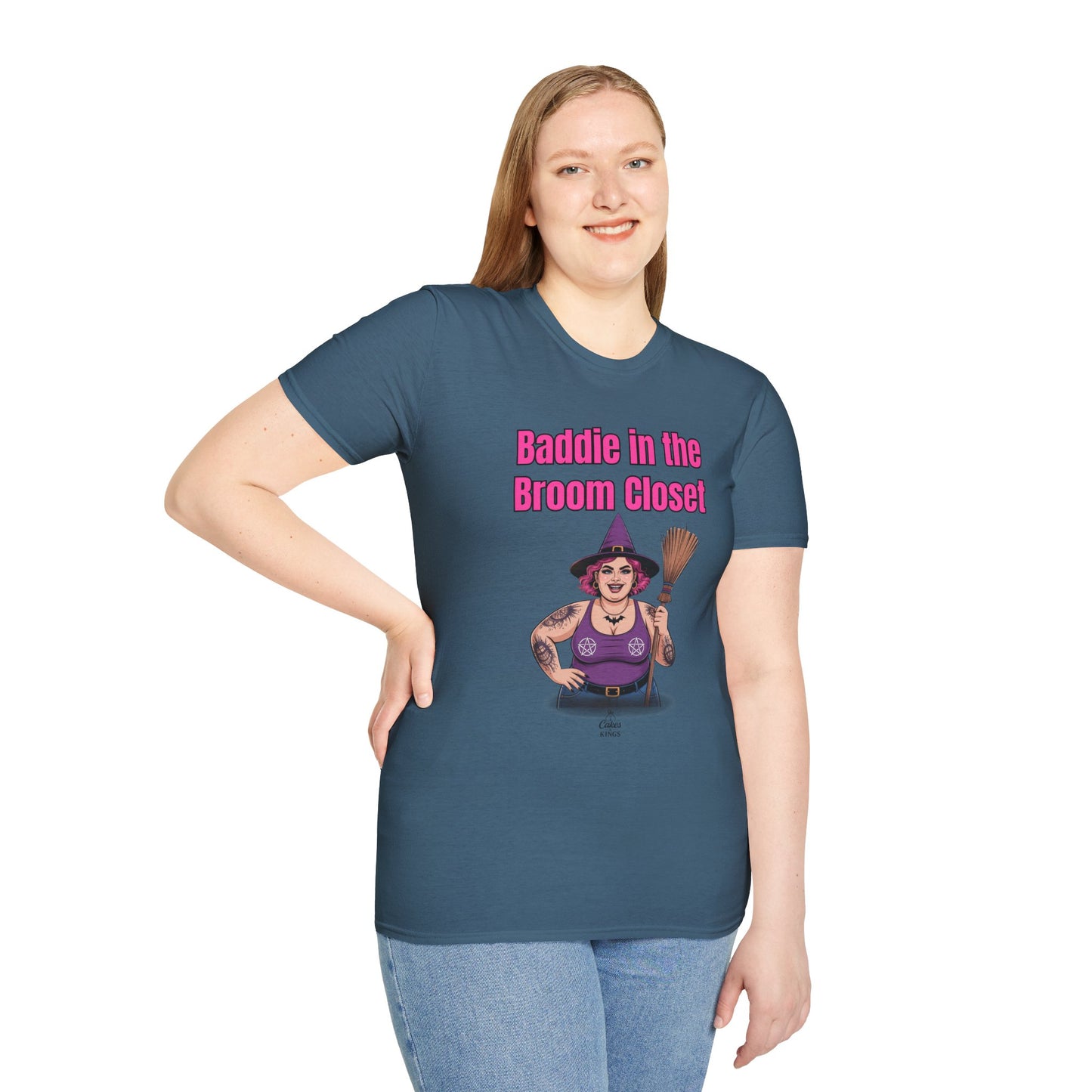 Baddie in the Broom Closet T-Shirt, Funny Graphic Tee, LGBTQ+ Pride Shirt, Witchy Costume Top, Gift for Friends