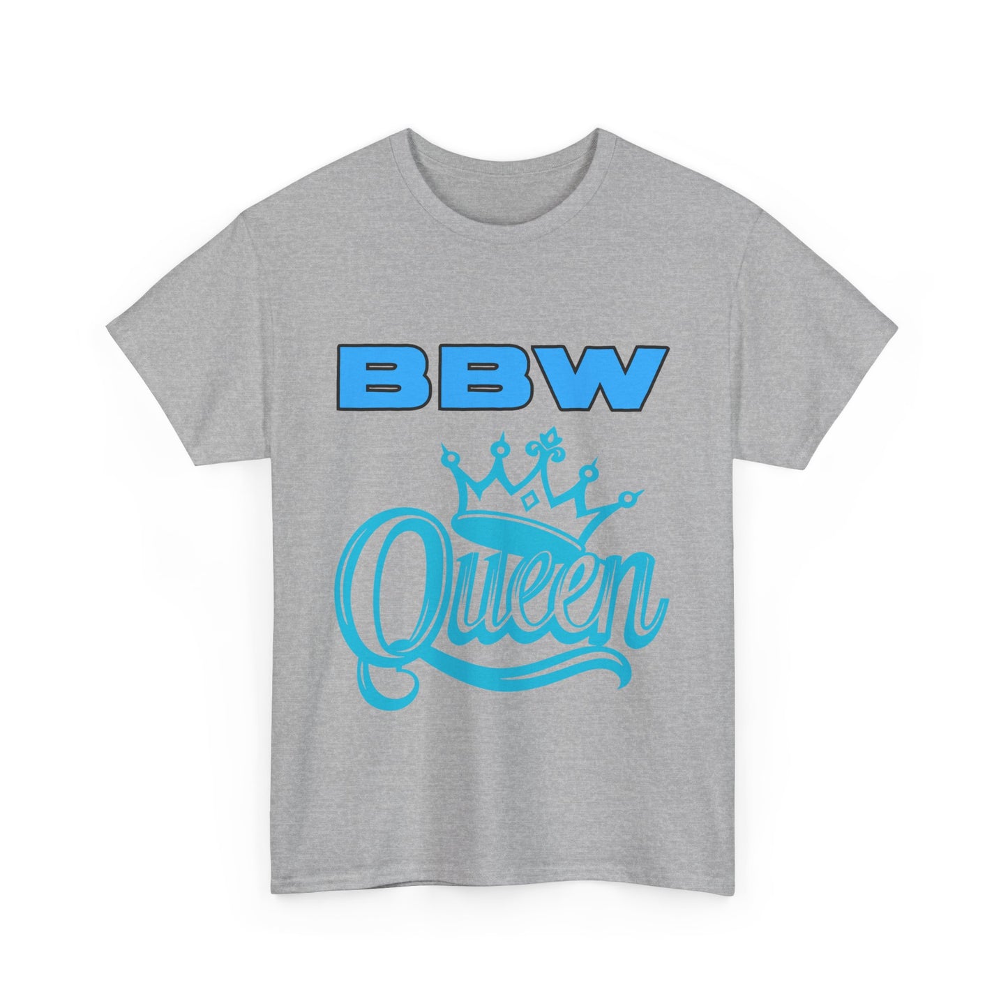 BBW Queen Unisex Heavy Cotton Tee, Plus Size Fashion, Birthday Gift, Self-Love Shirt, Body Positive Apparel, Everyday Wear