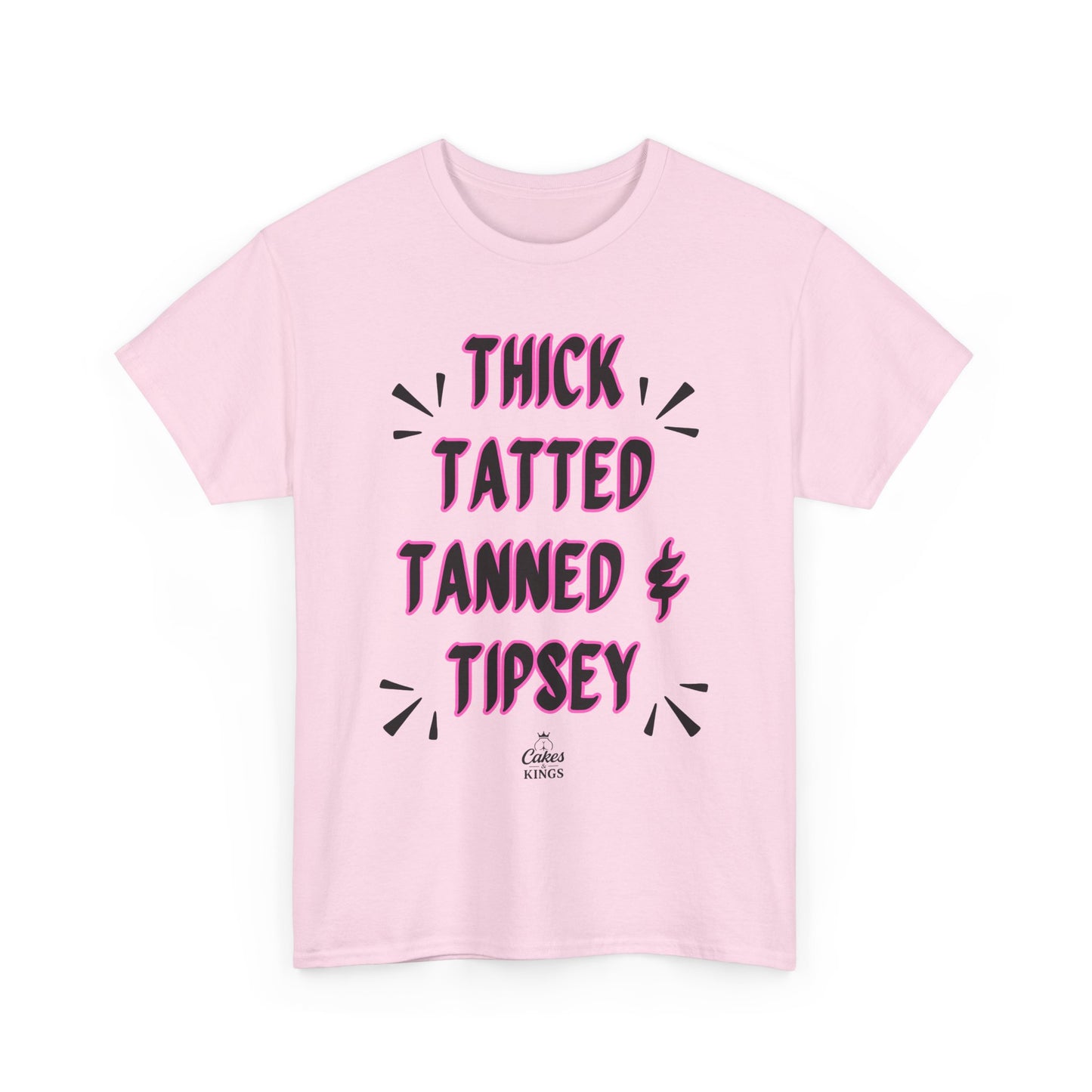 Unisex Graphic Tee: Thick Tatted Tanned & Tipsy, Casual Summer Shirt, BBW, BBW Lover, Curvy Women Tee