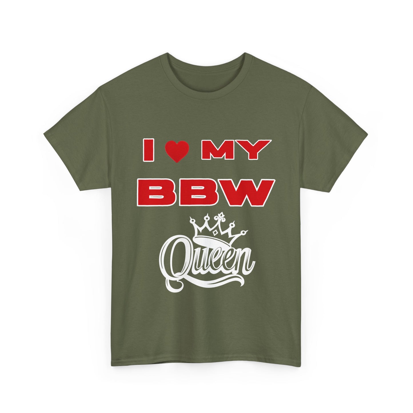 Unisex Heavy Cotton Tee - I My BBW Queen, Plus-Size Pride Shirt, Gift for Her, Casual Wear, Comfortable Tees, Body Positivity Apparel