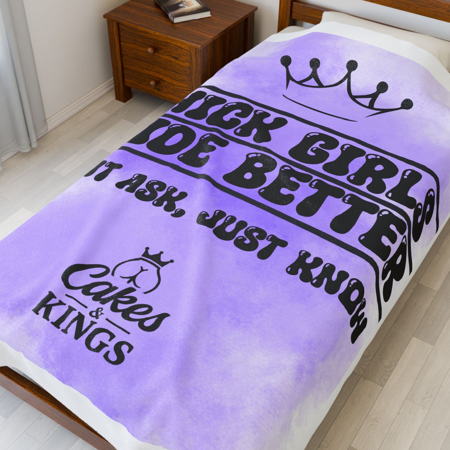 Thick Girls Ride Better Velveteen Blanket, Cozy Home Decor, Gift for Her, Inspirational Blanket, Fun Bedroom Accessory