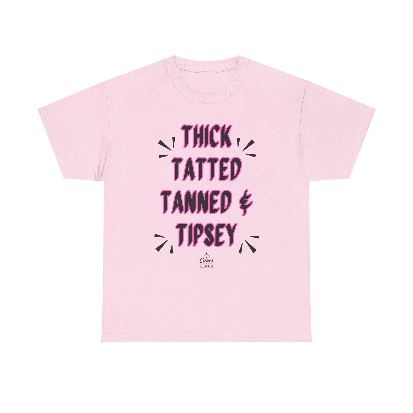 Unisex Graphic Tee: Thick Tatted Tanned & Tipsy, Casual Summer Shirt, BBW, BBW Lover, Curvy Women Tee