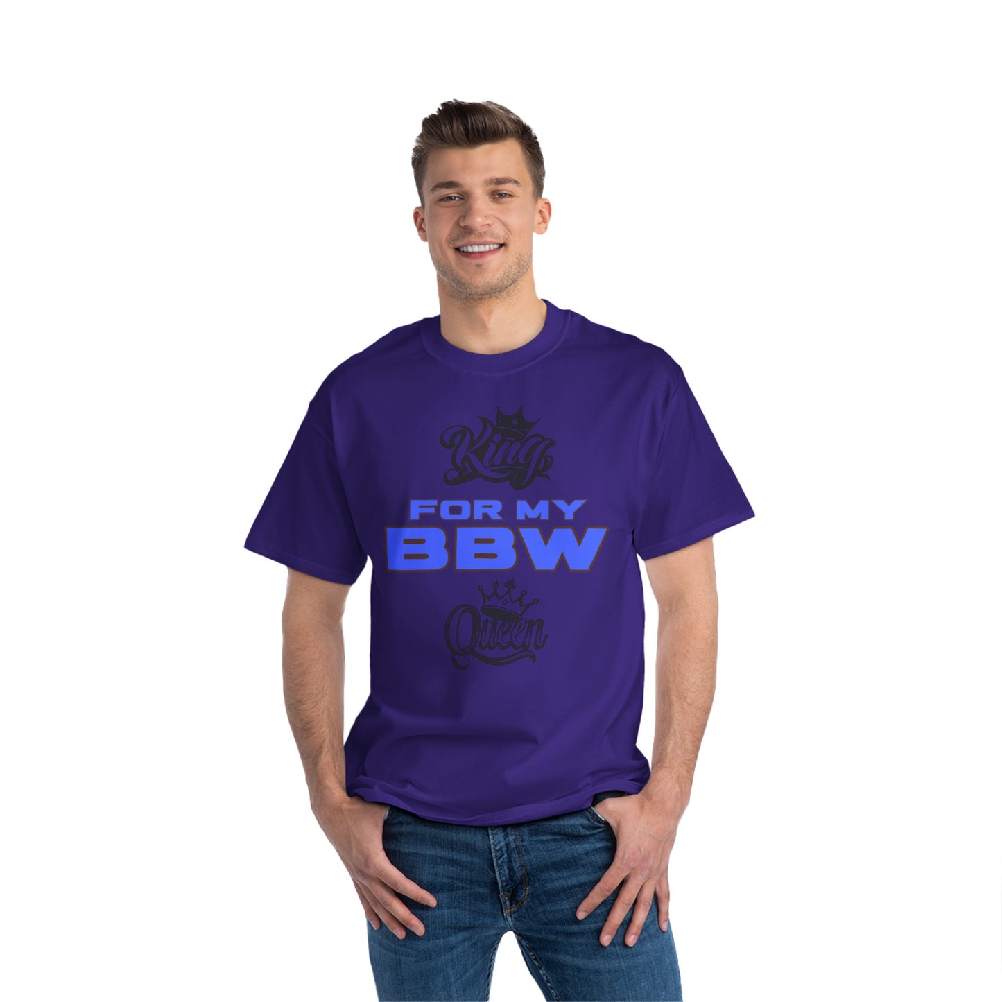 King for My BBW Short-Sleeve T-Shirt, Perfect Gift for Him, Plus-Size Lover Tee, Anniversary Present, Couple's Matching Outfits