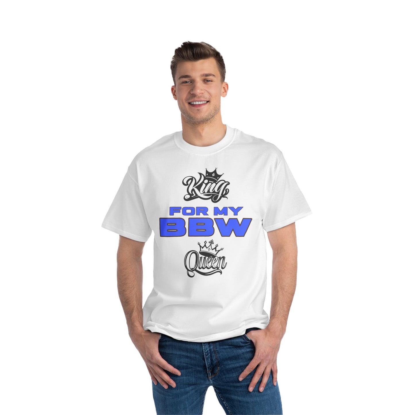 King for My BBW Short-Sleeve T-Shirt, Perfect Gift for Him, Plus-Size Lover Tee, Anniversary Present, Couple's Matching Outfits