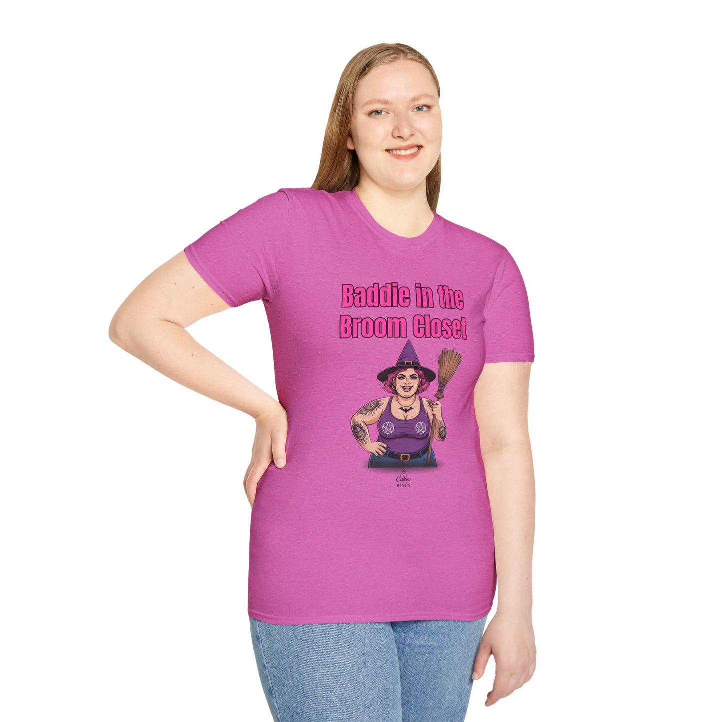 Baddie in the Broom Closet T-Shirt, Funny Graphic Tee, LGBTQ+ Pride Shirt, Witchy Costume Top, Gift for Friends