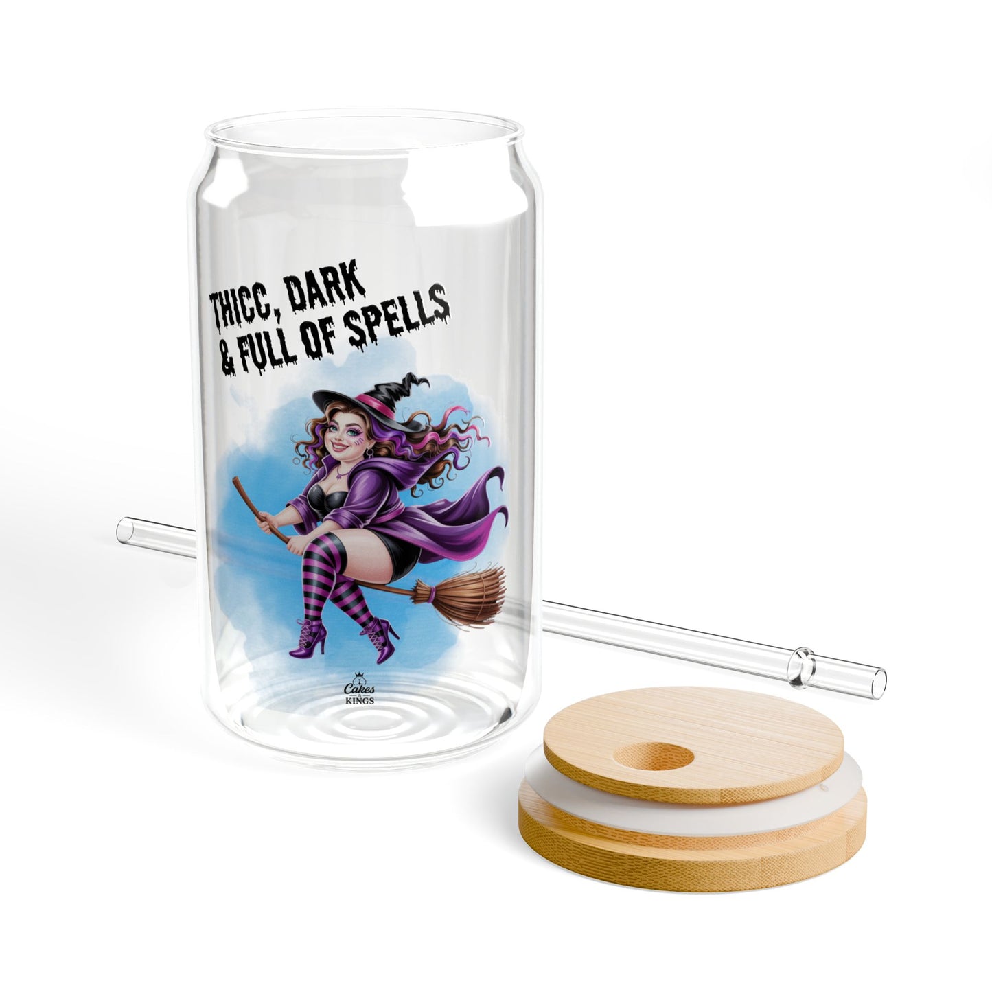 Sipper Glass with Straws | Witchy Drinkware for Halloween, Perfect for Beverages, Gifts for Witches, Unique Kitchen Decor, BBW