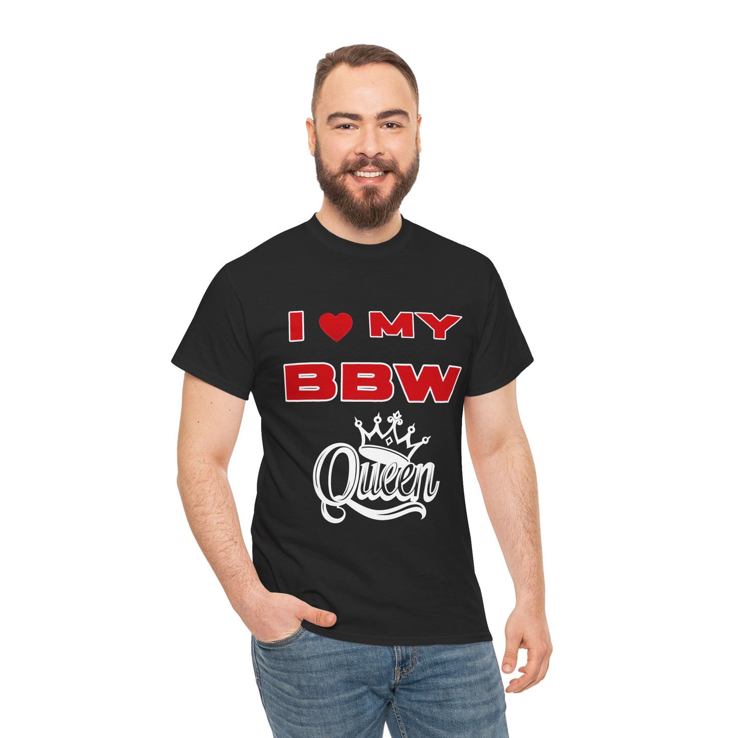 Unisex Heavy Cotton Tee - I My BBW Queen, Plus-Size Pride Shirt, Gift for Her, Casual Wear, Comfortable Tees, Body Positivity Apparel