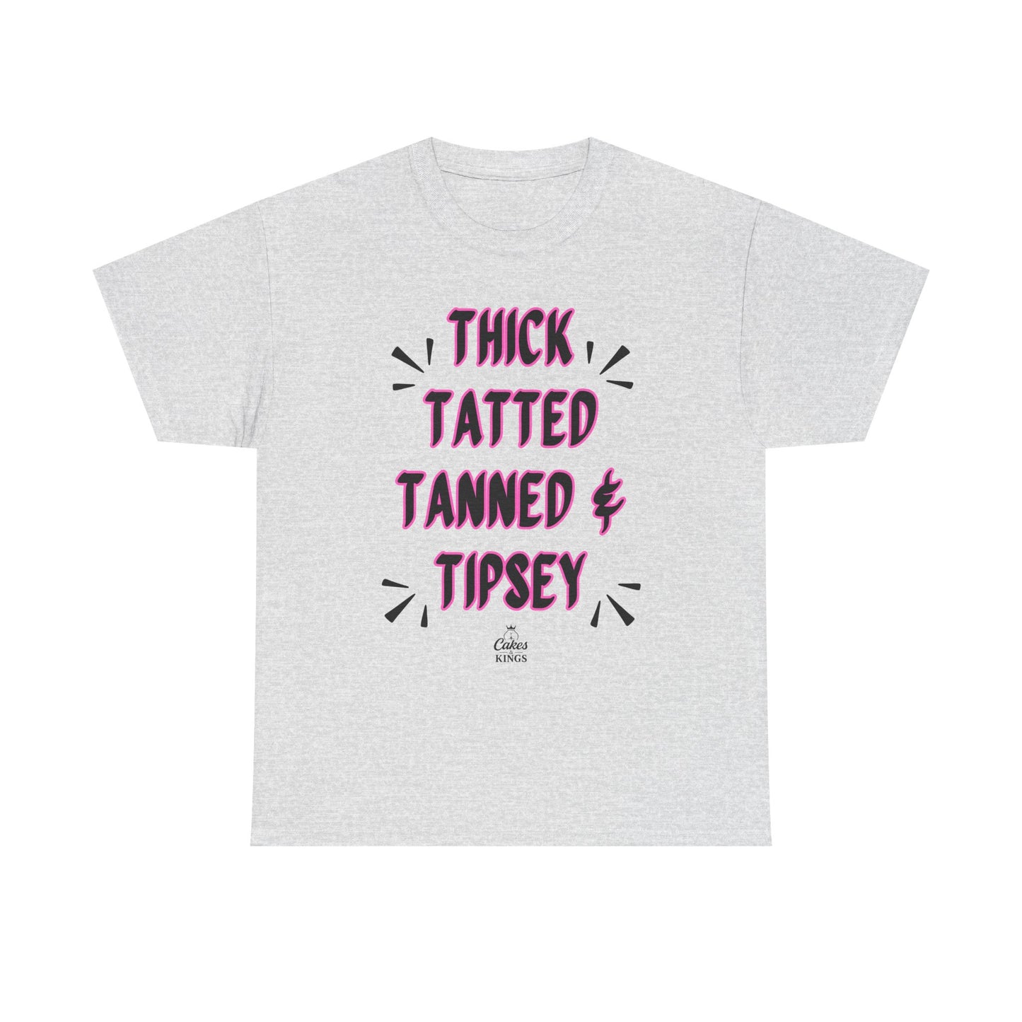 Unisex Graphic Tee: Thick Tatted Tanned & Tipsy, Casual Summer Shirt, BBW, BBW Lover, Curvy Women Tee