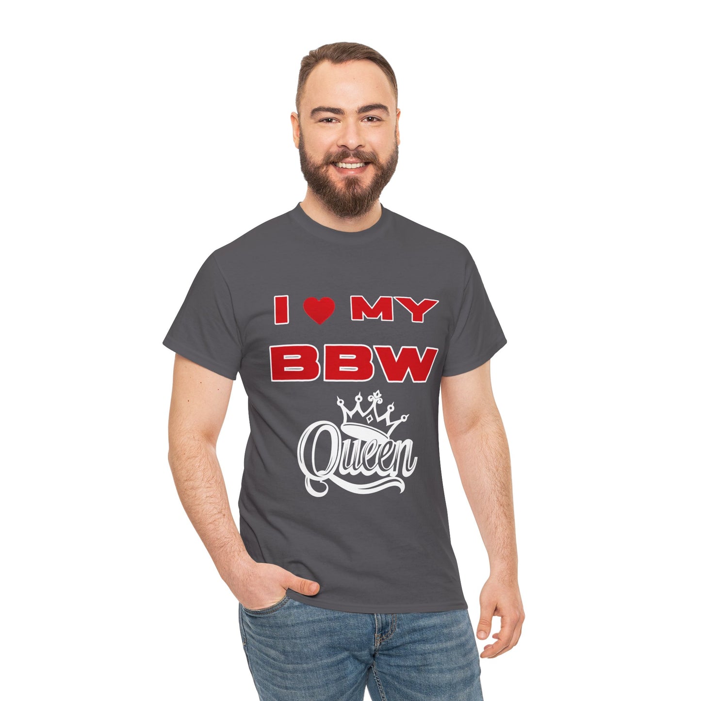Unisex Heavy Cotton Tee - I My BBW Queen, Plus-Size Pride Shirt, Gift for Her, Casual Wear, Comfortable Tees, Body Positivity Apparel