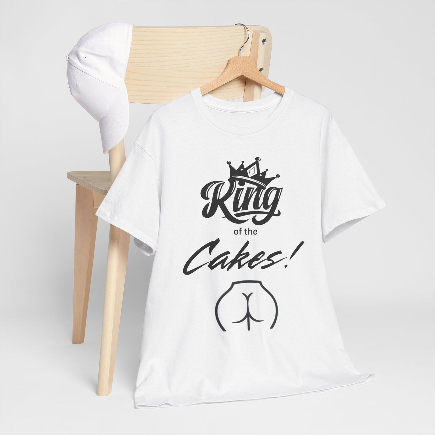 King of Cakes Funny Unisex Heavy Cotton Tee, Humor Shirt, Baking Gift, Birthday Celebration, Foodie T-Shirt, Casual Wear, Comfy Cotton Top